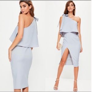 Dust blue/gray one shoulder dress